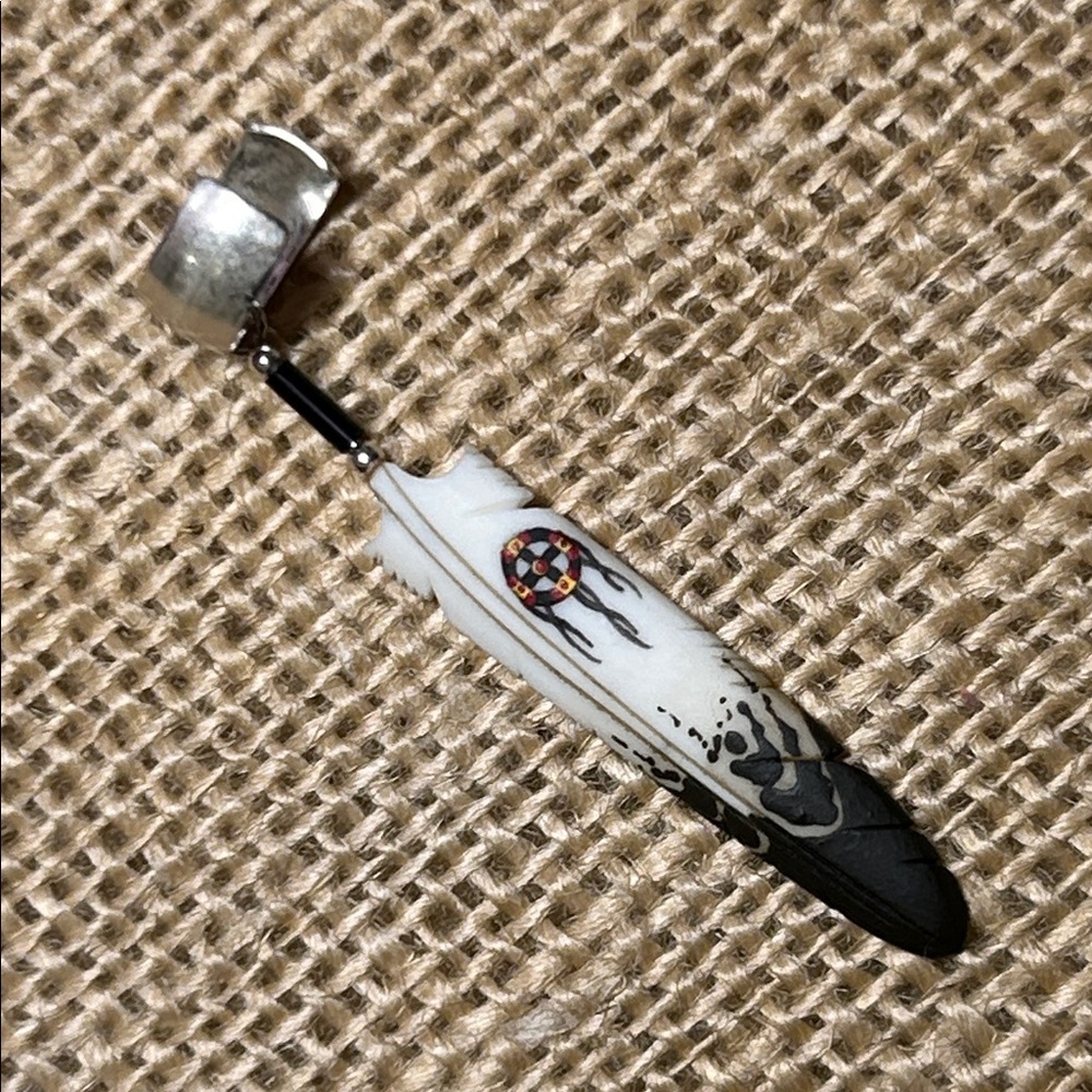 Handcrafted Black and White Feather Ear Cuff